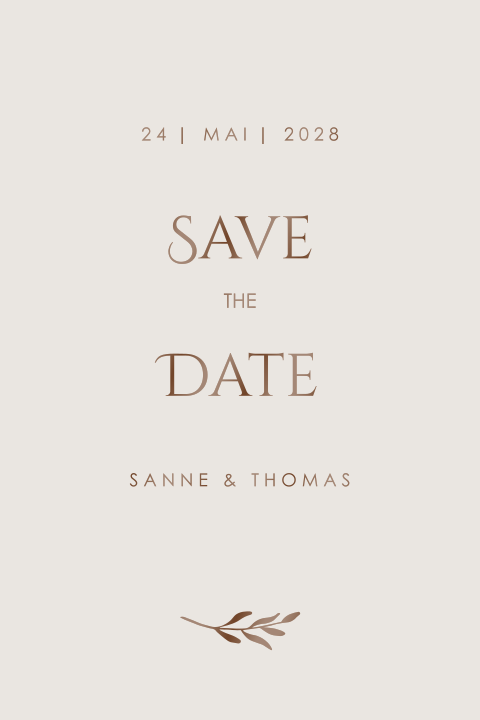 Save the date classique avec prénoms des mariés en vernis