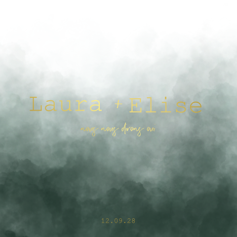 Faire-part de mariage avec des aquarelles grises et des dorures