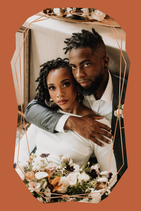 Carte de remerciement avec photo, forme géométrique en vernis