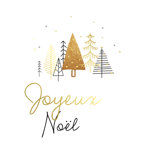 Carte de Noël minimaliste avec des sapins dorés