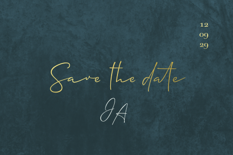 Save the date avec un aspect marbre gris foncé et des dorures
