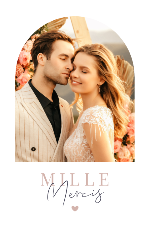 Carte de remerciement en demi arc de cercle avec photos