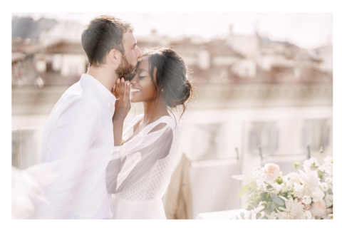 Faire-part de mariage avec photo et cadre, à personnaliser