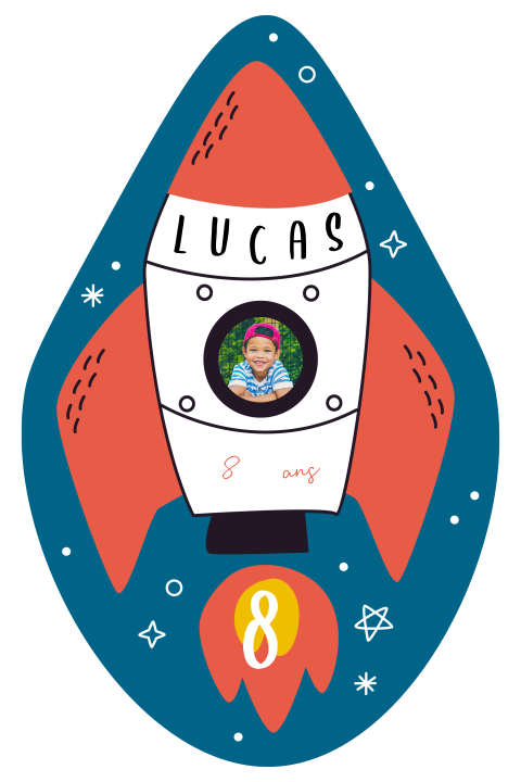 Carte d'invitation d'anniversaire cool sous forme de fusée