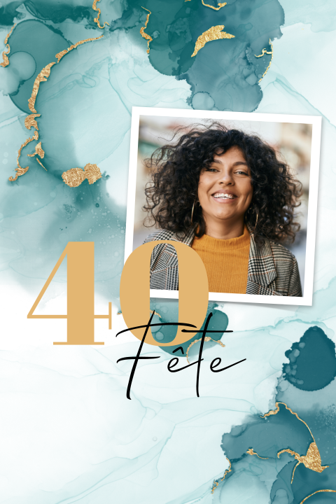 Carte d'invitation pour le 40e anniversaire avec un effet aquarelle
