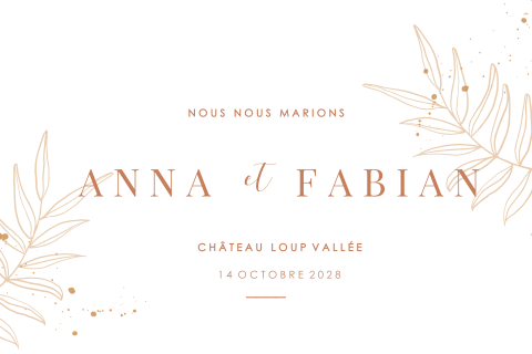 Faire-part artistique avec des esquisses de feuilles