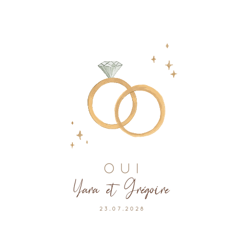 Faire-part de mariage avec bagues de fiançailles