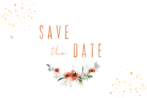 Save the date romantique avec des fleurs et des cœurs