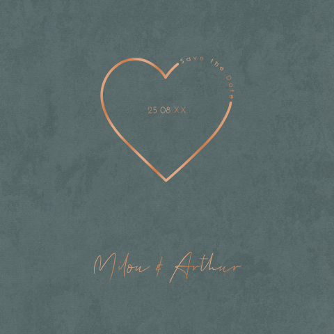 Save the date avec un cœur et un aspect velours