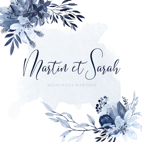 Faire-part avec fleurs bleues romantiques