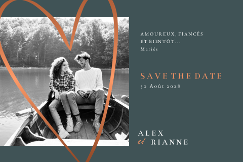 Save the date avec photo et grand cœur
