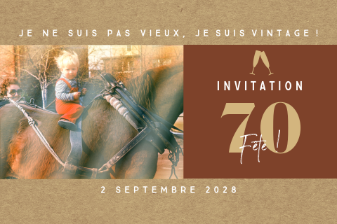 Carte d'invitation pour le 70e anniversaire au look kraft
