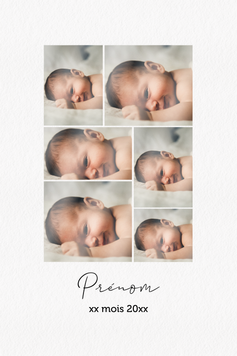 Faire-part de naissance à créer avec 6 photos