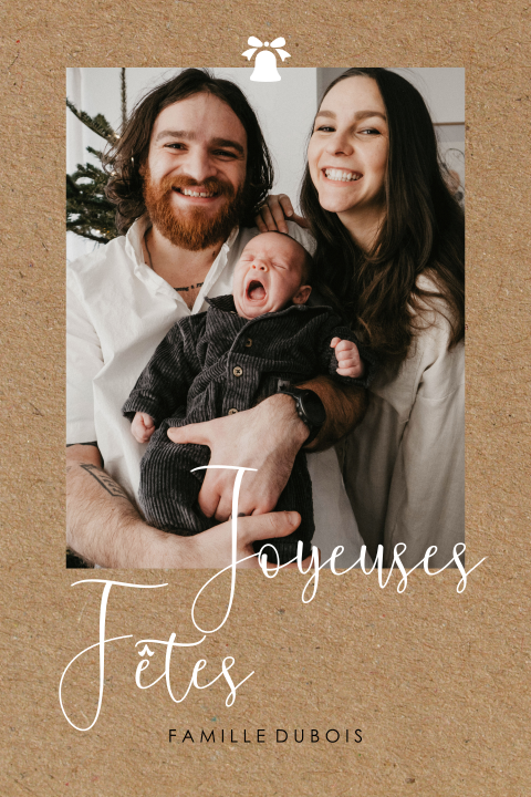 Carte de voeux aspect kraft avec photo et texte personnalisable