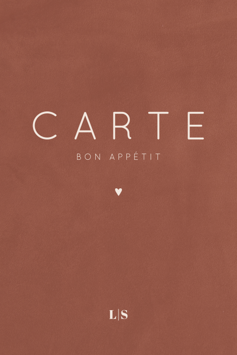 Menu moderne avec initiales en velours