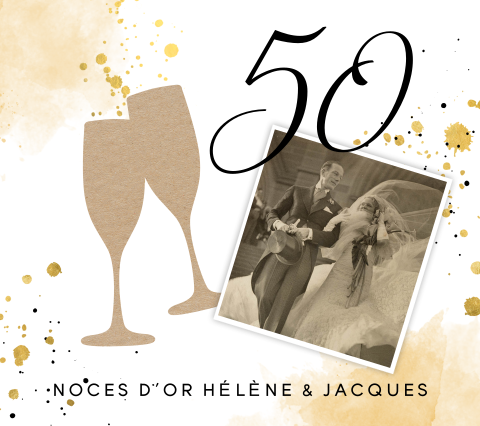 Invitation anniversaire mariage avec verres de champagne