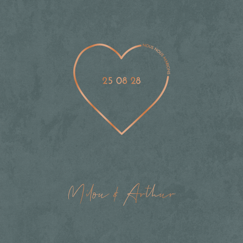 Faire-part de mariage avec un cœur et aspect velours