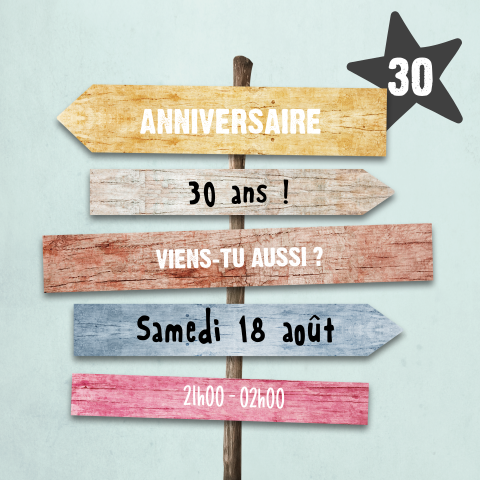 Carte d'invitation avec un panneau indicateur sur fond bleu clair