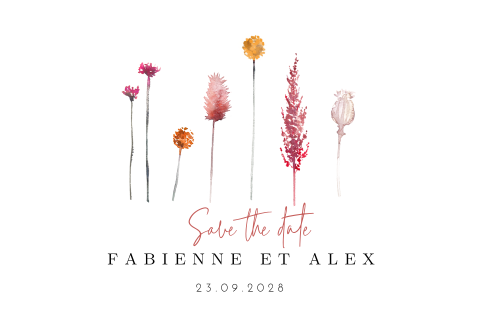 Save the date avec des fleurs colorées