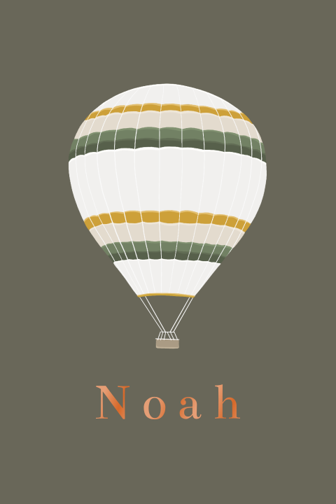 Faire-part de naissance avec montgolfière et prénom en vernis