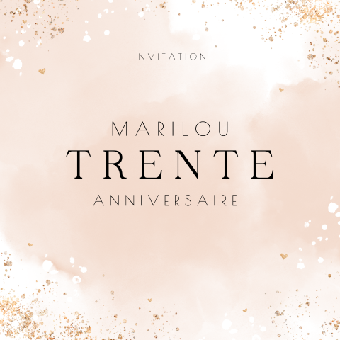 Carte d'invitation romantique pour les 30 ans sur fond rose