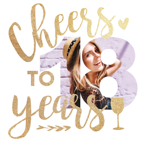 Carte d'invitation joyeuse avec une photo sous forme de 18