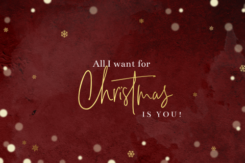 Carte de Noël classique en rouge avec des flocons de neige