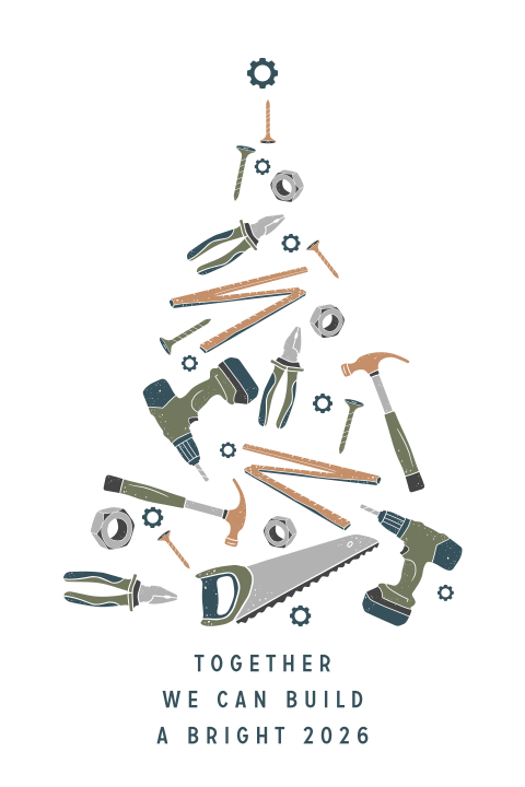 Carte de Noël professionnelle avec un sapin sur le thème d'artisanat