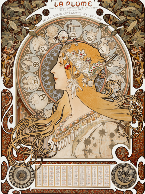 Affiche Zodiaque La Plume de Alphonse Maria Mucha