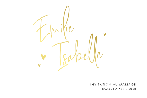 Faire-part de mariage simple et élégant avec des dorures