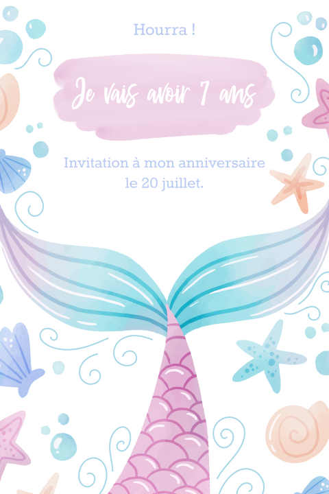 Invitation d'anniversaire pour enfants avec sirène