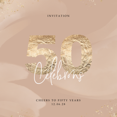 Carte d'invitation élégante pour les 50 avec détails en or rosé