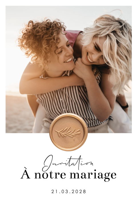 Faire-part mariage avec photo et programme du jour| Sceau en option
