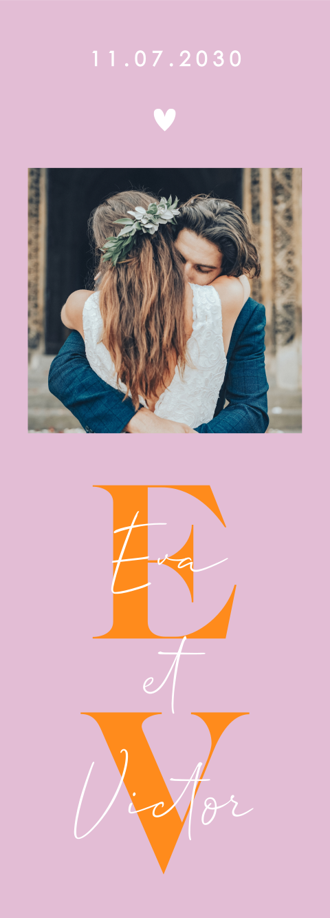 Carte de remerciement en marque-page avec photo et color-blocking