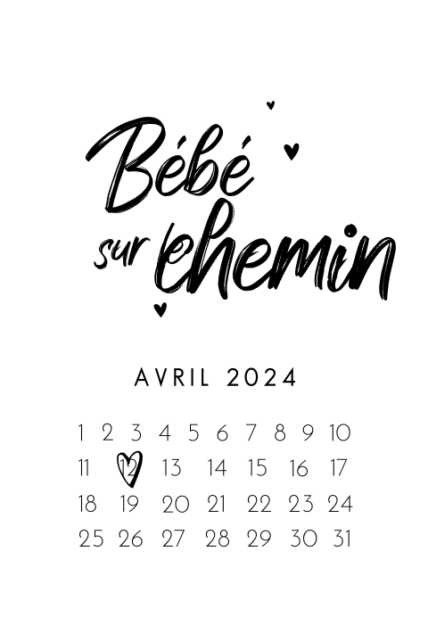 Annonce de grossesse avec calendrier