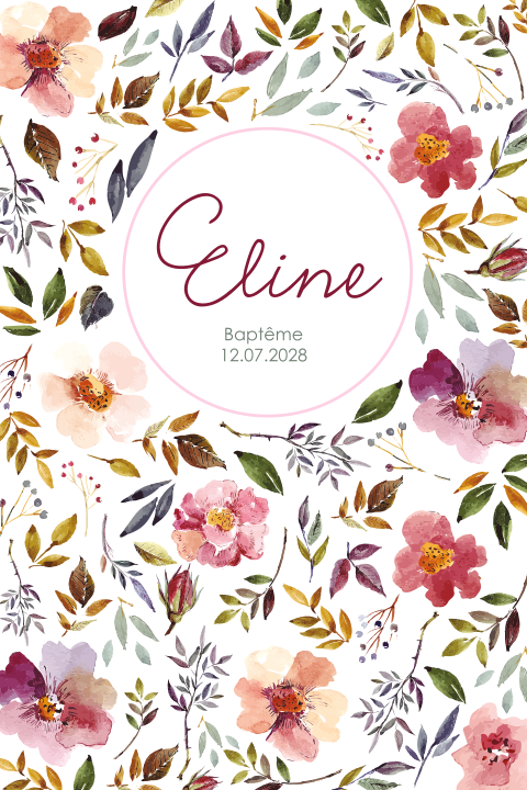 Faire-part de baptême floral avec photo