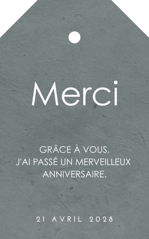 Étiquette pour cadeaux remerciement anniversaire avec fond gris - 18 ex.