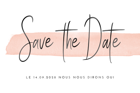 Save the date élégante avec des traits d'aquarelle rose