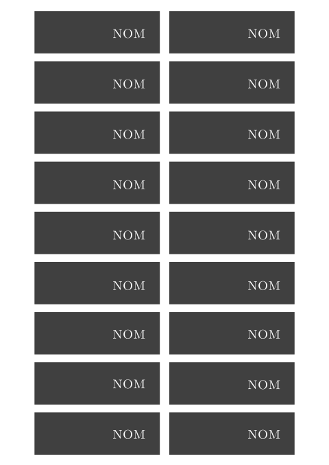 Marque-places avec typographie classique sur fond gris foncé