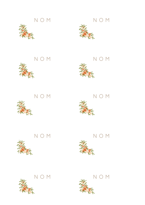 Marque-place avec fleurs orangées