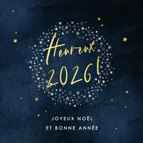 Carte de vœux professionnelle avec un cercle d'étoiles et dorures