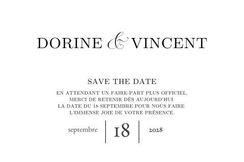 Save the date classique avec typographie élégante