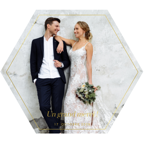 Carte de remerciement photo en forme d'hexagone