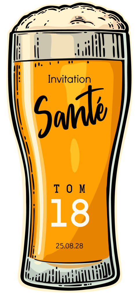 Carte d'invitation originale en forme de verre à bière