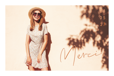 Carte de remerciement confirmation avec photo et date en vernis