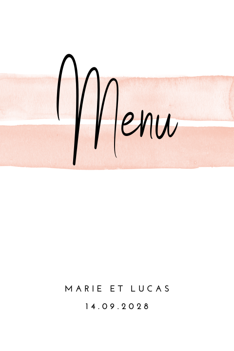 Carte de menu élégante avec aquarelle rose