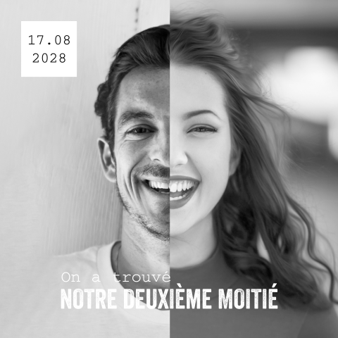 Faire-part de mariage moderne et originale avec photo de couple