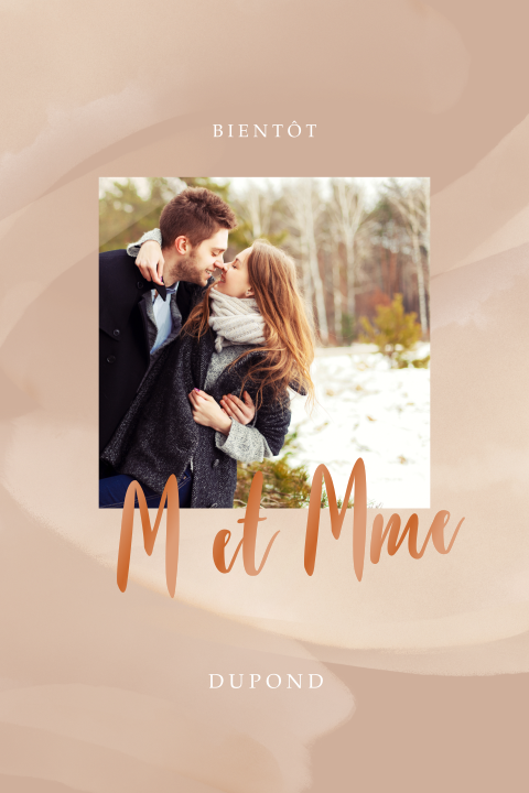 Faire-part de mariage avec photo et aquarelle