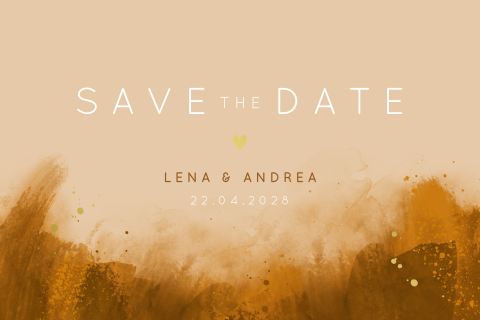 Save the date avec aquarelle de couleur ocre.
