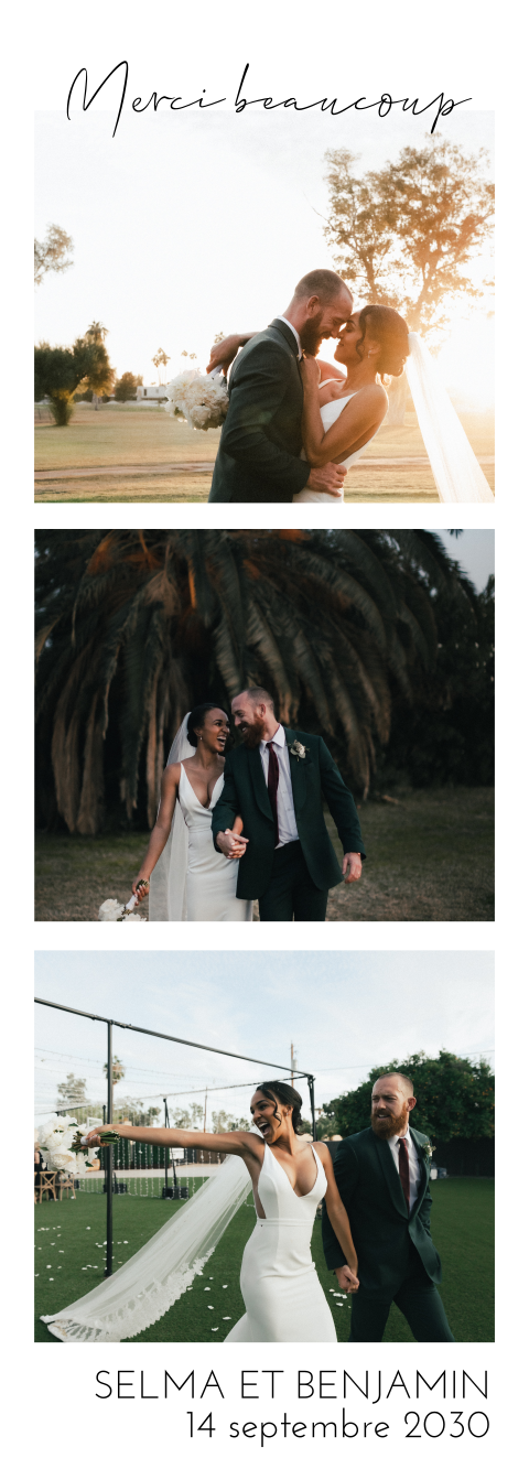 Marque-page remerciement magnet avec trois photos